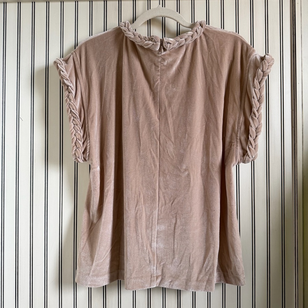 Entro Blush Velvet Braided Trim Top - Size L - Picture 5 of 13